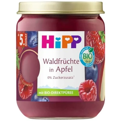 Abbildung von HiPP Bio Früchte Waldfrüchte in Apfel, 160g, 6er Pack (6x160g)