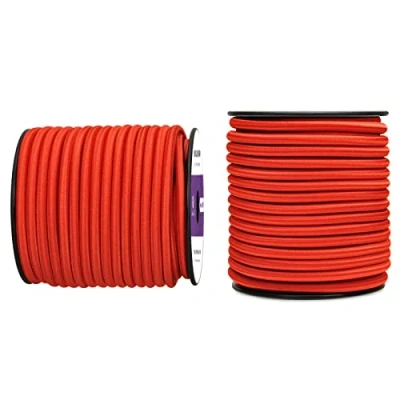 Abbildung von Abma Cord Gummiseil Expanderseil 6mm 20M Gummischnur UV Beständig Planenseil 100% Dehnung Spannseil für Plane, Anhängerplane, Sonnensegel, Zelte, Banner Rot