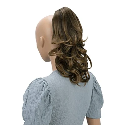 Abbildung von CAISHA 35cm Haarteil Helena Zopf Haarverlängerung mit Butterflyklammer Voluminös Gewellt Braun Mix H129