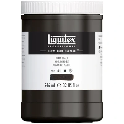 Abbildung von Liquitex 4413244 Professional Heavy Body Acrylfarbe in Künstlerqualität mit ausgezeichneter Lichtechtheit buttriger Konsistenz, 946ml Topf Elfenbeinschwarz