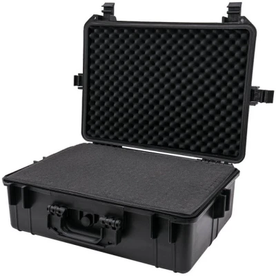 Abbildung von HMF Werkzeugkoffer Robuster Outdoorkoffer mit Druckausgleichsventil und Rasterschaumstoff, Outdoor Koffer wasserdicht staubdicht, 57 x 41,5 21,5 cm schwarz