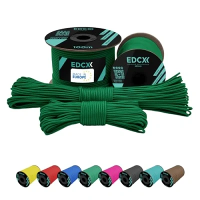 Abbildung von EdcX 2 mm Nylon Paracord 275 (15, 30, 50 and 100 m) 100% Rope, 3 Strand Cord, Cord in Many Colours (Green, 15