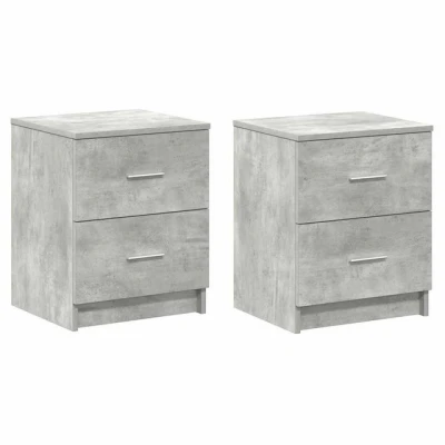 Abbildung von vidaXL Nachttische 2 STK. mit Schubladen Betongrau 40x36x50 cm, Nachtschrank, Nachtkommode, Betttisch, Nachtkonsole, Bettschrank
