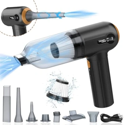 Abbildung von Handstaubsauger, 15000 Pa Leistungsstarker Handstaubsauger Akku, 4 In 1 Leichtes Staubgebläse &amp; Staubsauger, Led Display, USB Wiederaufladbarer Mini Staubsauger Für Auto, Haus Tierhaar Reinigung