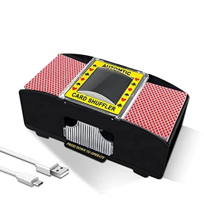 Abbildung von Ni SHEN automatischer Kartenmischer für 2/4 Decks, USB /batteriebetrieben, elektrischer Familienparty, Poker/Blackjack/UNO (1 2 Deck)