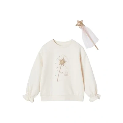 Abbildung von Vertbaudet Mädchen Weihnachts Geschenkset: Sweatshirt &amp; Zauberstab, mit Recycling Polyester wollweiß 140
