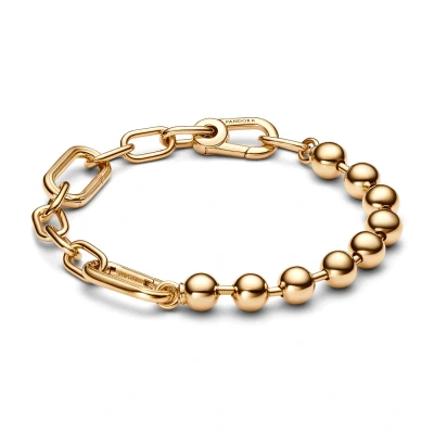 Abbildung von PANDORA Edelstahlarmband Metallperlen und Gliederkettenarmband von ME, vergoldet