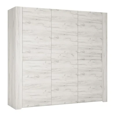 Abbildung von Lomadox Drehtürenschrank Kleiderschrank 3 türig 220cm breit in Craft Eiche weiß