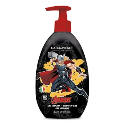 Abbildung von Naturaverde Kids Marvel Avengers Duschgel für Kinder Thor, Kinderhygieneprodukte mit Extrakten aus Ringelblume und Kamille BIO, 500 ml