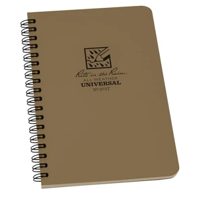 Abbildung von Rite In The Rain All Weather Side Spiral Notebook, 4 5/8&quot; x 7&quot;, Tan Cover, Universal Pattern (No. 973T)
