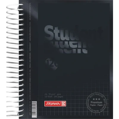 Abbildung von Brunnen 106724290 Notizblock Student Colour Code (A6, kariert, 90 g/m², 120 Blatt) schwarz/onyx