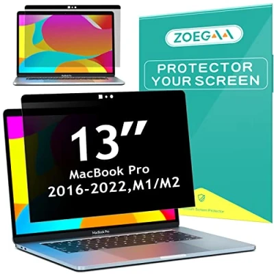 Abbildung von ZOEGAA Magnetischer Blickschutzfilter für Macbook Pro 13 zoll(2016 2022,M2/M1)&amp;Macbook Air 13&quot;(2018 2021, M1),Webcam Cover Slider Abnehmbar Blickschutzfolie,Anti Blaulicht Sichtschutzfolie Sichtschutz