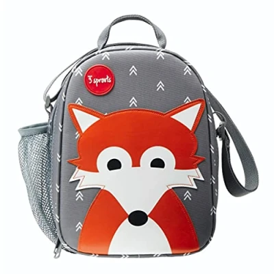 Abbildung von 3 Sprouts Lunchtasche Kinder Lunch Bag for Kids mit Isolierung Kühlfach für Brotdose Lunchbox Tasche Kindergarten Kühltasche Schule und Ausflüge Bunter Lunchbag Fuchs