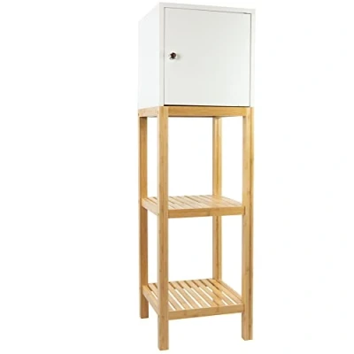 Abbildung von osoltus Badregal Badezimmer Regal Bambus weiß 33x33x114 cm