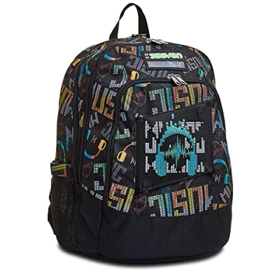 Abbildung von Seven Rucksack, Backpack für Schule, Uni &amp; Freizeit, Geräumige Schultasche Teenager, Mädchen, Jungen, Gepolsterter Schulranzen; mit Laptopfach Advanced MUSICBRIGHTING, mehrfarbig