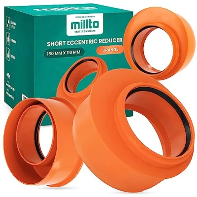 Abbildung von Millto™ Reduzierstück 160x110mm Kurze Orange Rohrreduzierung Reduziermuffe Reduzierung Abwasserrohrreduzierstück Wasserleitungsadapter Abwassersysteme PP Rohrverbinder Rohrverschraubung Reduktion