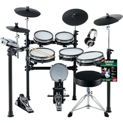 Abbildung von XDrum DD 530 E Drum Set mit Mesh Heads Elektronisches Schlagzeug 4 Becken Pads 5 Head Pads, 1 Kick Pad und Rack 45 Drumkits 455 Sounds Inkl. Hocker, Kopfhörer Schule