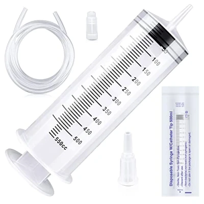 Abbildung von 150/250/350/550ml Spritze mit Kunststoffrohre Wiederverwendbare Kunststoffspritze für Öl oder Leimapplikatoren, Experimente, Pet Fütterung, Industrielle Anwendungen（550ml）