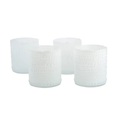 Abbildung von Creativery Teelichtgläser 7x8 cm 4 Stück Teelichthalter Glas Farbauswahl: weiß 029