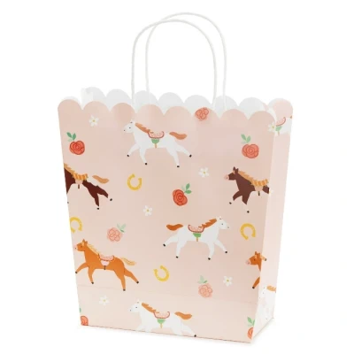 Abbildung von partydeco Aufbewahrungstasche, Geschenktüte Pferde mit Henkel 22x8x23cm Zartrosa