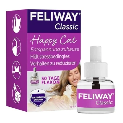 Abbildung von FELIWAY Classic Nachfüllflakon für Katzen Pheromone zur Reduktion von Harnmarkieren, Kratzen oder Verstecken verbessert die Beziehung zu Ihrer Katze 48ml