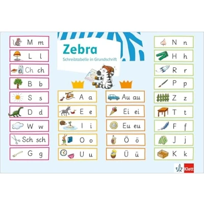 Abbildung von Zebra 1: Schreibtabelle in Grundschrift (VE 10) Klasse 1 (Zebra. Ausgabe ab 2018)