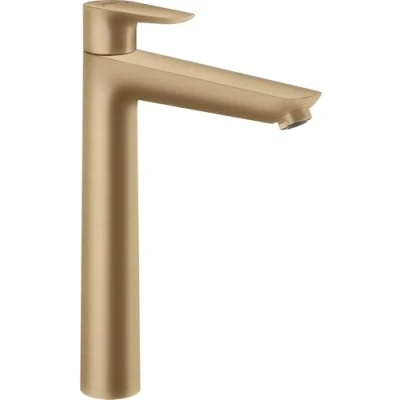 Abbildung von hansgrohe Talis E Waschtischarmatur mit Zugstangen Ablauf, Wasserhahn Bad Auslauf Höhe 234 mm, Mischbatterie Waschbecken wassersparend (EcoSmart), Brushed Bronze, 71716140