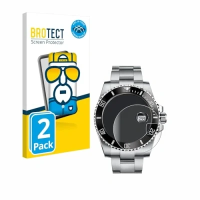 Abbildung von BROTECT 2 Stück Full Cover Schutzfolie für Rolex Submariner (Date) Screen Displayschutz Folie [3D Curved, Anti Fingerprint, Kristall Klar]