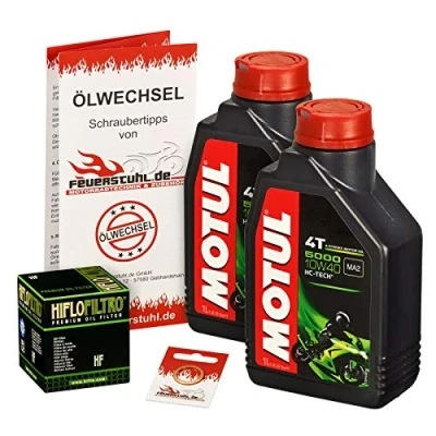 Abbildung von Motul 10W 40 Öl + HiFlo Ölfilter für Kawasaki KLX 250, 09 15, LX250S Ölwechselset inkl. Motoröl, Filter, Dichtring