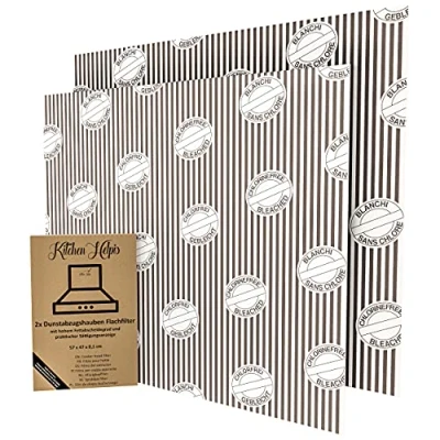 Abbildung von Kitchen Helpis® 2X Dunstabzugshaube Flachfilter, 57x54cm, 1mm dick, Universal zuschneidbar, mit Sättigungsanzeige, starke Filterleistung, 100% kompostierbar, Abzugshaube Filter