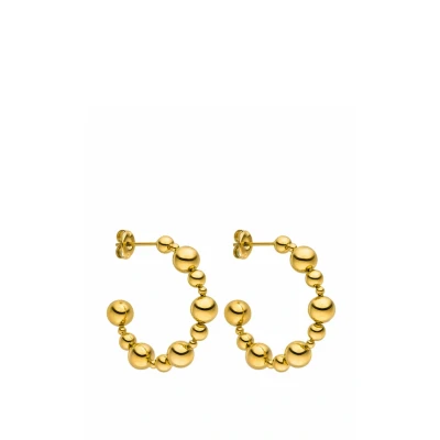 Abbildung von Purelei® Terra Hoops Ohrringe Edelstahl 18K vergoldet Wasserfest Runder Kugel Look Durchmesser 30 mm Eleganter Schmuck für Damen