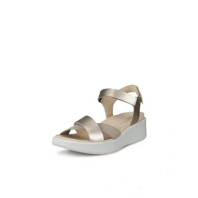 Abbildung von ECCO Flowt Wedge Plateausandalette, Damen, Größe: 37, Pure white/gold Schuhe