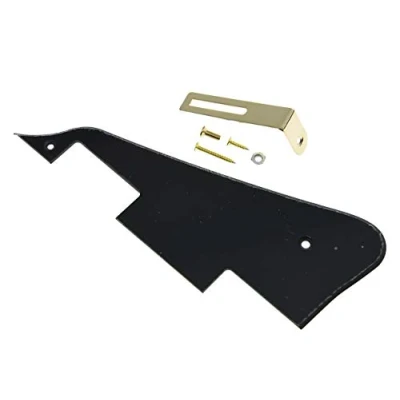 Abbildung von KAISH Einzelnes schwarzes 1 lagiges LP Gitarren Pickguard mit goldener Halterung für Epiphone Les Paul
