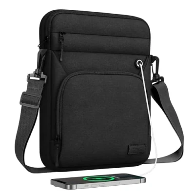 Abbildung von MoKo Tablet Tasche Kompatibel mit iPad Pro 12.9 M2 2022/2021/2020/2018, Galaxy Tab S9/S8 Plus 12.4&quot; 2023/2022, Schutztasche Schultergurt Hülle für 12.9&quot; Tablet, Schwarz