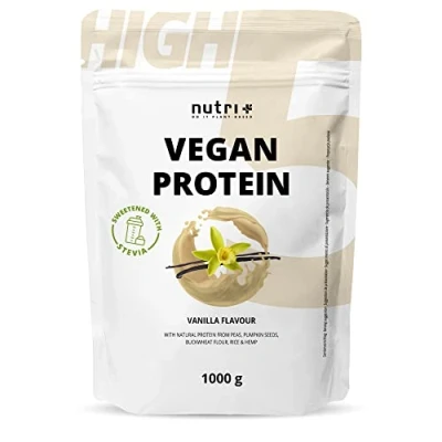 Abbildung von nutri+ High 5 Vegan Protein Pulver ohne Soja mit Stevia Pulver, 1 er