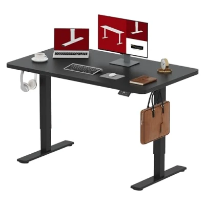 Abbildung von SANODESK Höhenverstellbarer Schreibtisch 140 x 60 cm Höhenverstellbar Elektrisch Ergonomischer Steh Sitz Tisch Computertisch für Heimbüro Homeoffice(schwarz)