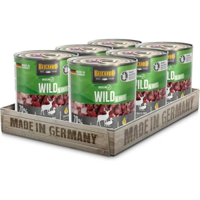 Abbildung von BELCANDO Baseline Nassfutter für Hunde, Wild &amp; Ente, 6X 800g Dose, 70% Fleisch ausgewachsene Hundefutter nass ohne Getreide, Made in Germany