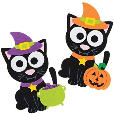 Abbildung von Baker Ross AX222 Magnetsets, Motiv: Halloween Hexen Katze zum Mischen und Kombinieren, 8 Stück, Kunst Handwerk für Kinder