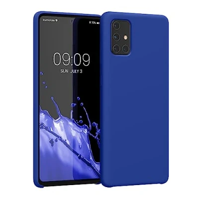 Abbildung von kwmobile Hülle kompatibel mit Samsung Galaxy A71 Silikon Handy Case Handyhülle weiche Oberfläche kabelloses Laden Baltik Blau