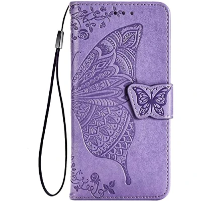 Abbildung von TEYYOS Schmetterling Flip Folio Hülle für Xiaomi 13T/Xiaomi 13T Pro, Schutzhülle PU/TPU Leder Klapptasche Handytasche mit Kartenfächer, Handyhülle Helles Lila