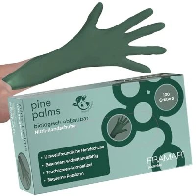 Abbildung von FRAMAR Einmalhandschuhe S Grün Nitrilhandschuhe S, Handschuhe Einweg Latexfreie Einweghandschuhe, Gummihandschuhe Einweg, haushaltshandschuhe Latexhandschuhe Putzhandschuhe 100