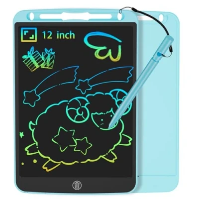 Abbildung von JOEAIS LCD Schreibtafel Kinder 12 Zoll, Bunte Digitale Elektronisch zum Lernen, Kritzeln und Zeichnen, Weihnachts Geburtstagsspielzeug Geschenke für Jungen Mädchen (Blau)