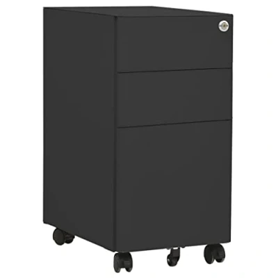 Abbildung von vidaXL Aktenschrank mit Rollen Rollcontainer Bürocontainer Schubladenschrank Büroschrank Stahlschrank Metallschrank Schrank Anthrazit 30x45x59cm Stahl