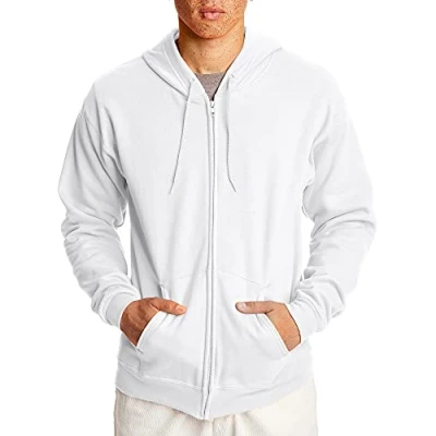 Abbildung von Hanes Herren up, EcoSmart Fleece Full Zip Hoodie for Men, Hooded Sweatshirt Kapuzenpullover, Blickdicht, Weiß, XX Large