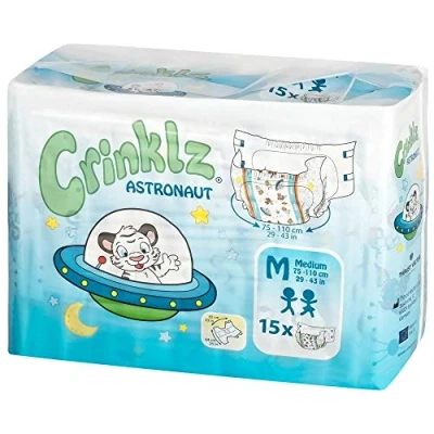 Abbildung von Crinklz Windeln Astronaut M (75 110 cm) (15 St., mit Folie und Astronauten Motiven)