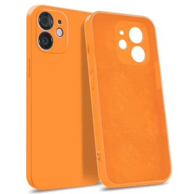 Abbildung von MyGadget Hülle kompatibel mit iPhone 12 [ 4 Layer Struktur Schutzhülle ] Gummierte Handyhülle Soft Inlay &amp; Hardcase Cover außen Orange