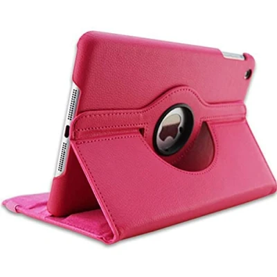 Abbildung von LIUCHEN Tablethülle360 Grad Leder Flip Case Hülle für Samsung Galaxy Tab A 9.7 SM T550 T551 T555 TabA Tablet Glas,Rosa Rot