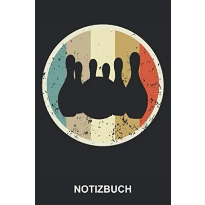 Abbildung von Notizbuch: Bowling Kegeln Retro Vintage Grunge Style Notizbuch, Tagebuch, Notizheft, Schreibheft ca. A5 mit Linien 120 Seiten liniert Softcover weißes Papier