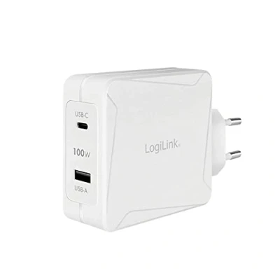 Abbildung von LogiLink GaN (Galliumnitrid) USB Steckdosenadapter, 1x C mit PD (PowerDelivery) &amp; A, Überstrom , Überspannungs Kurzschluss Überhitzungsschutz
