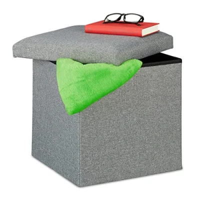 Abbildung von relaxdays Sitzhocker mit Stauraum, hellgrau